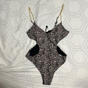 Large one piece cheetah bathing suit